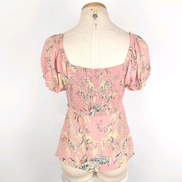 Anthropologie Sanctuary Tropical Floral Print Front Tie Blouse - Picture 5 of 12